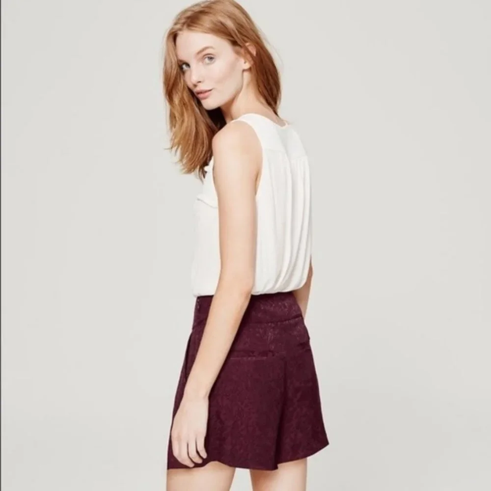 Ann Taylor Loft Rose Jacquard Skort Shorts EUC sz 2